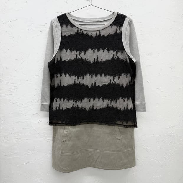 gabardine k.t 레이어드 튜닉 탑