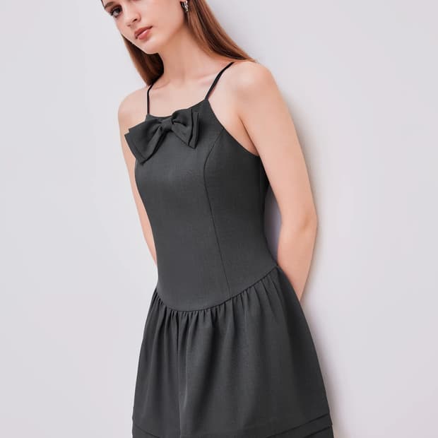 샵사이다 리본 러플 미니드레스