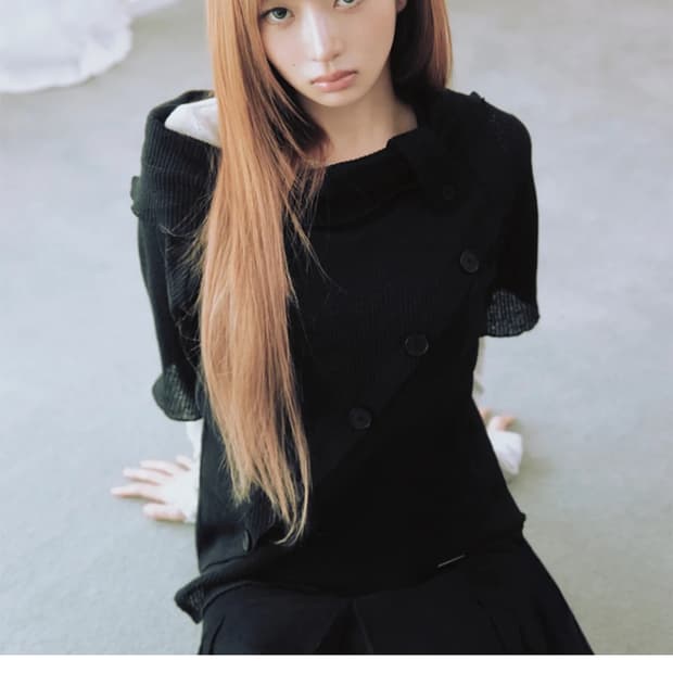 미세키서울 [레이 PICK]Diagonal crochet knit top