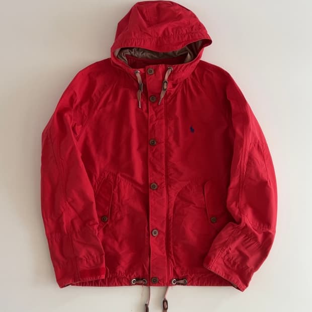 폴로 랄프로렌 레드 후드자켓 M