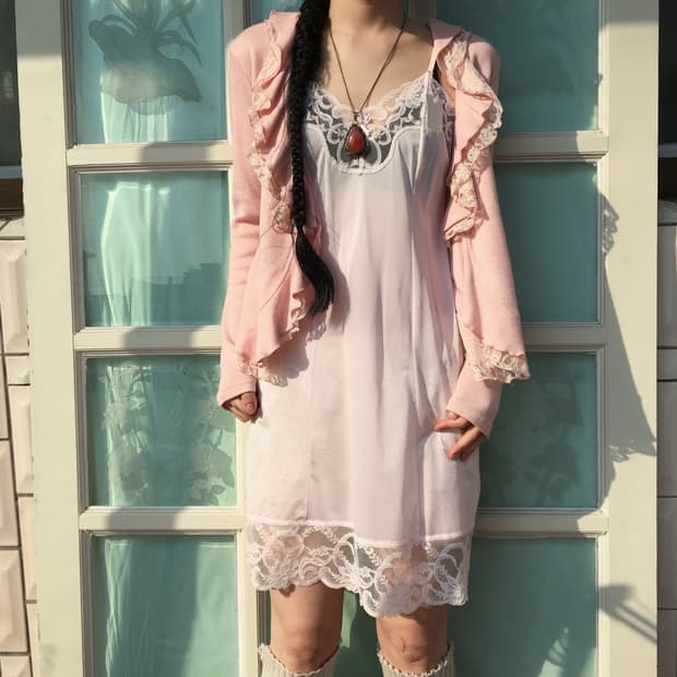 Lace point slip onepiece