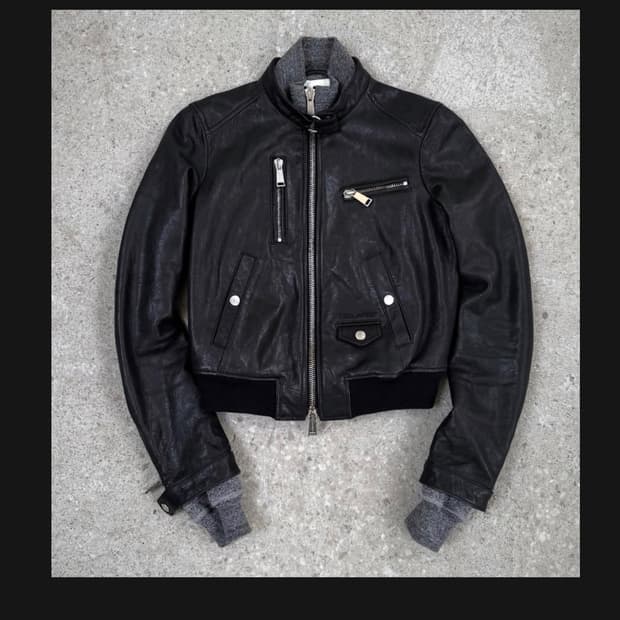 00s 디스퀘어드2 울니트 레더바이커 자켓