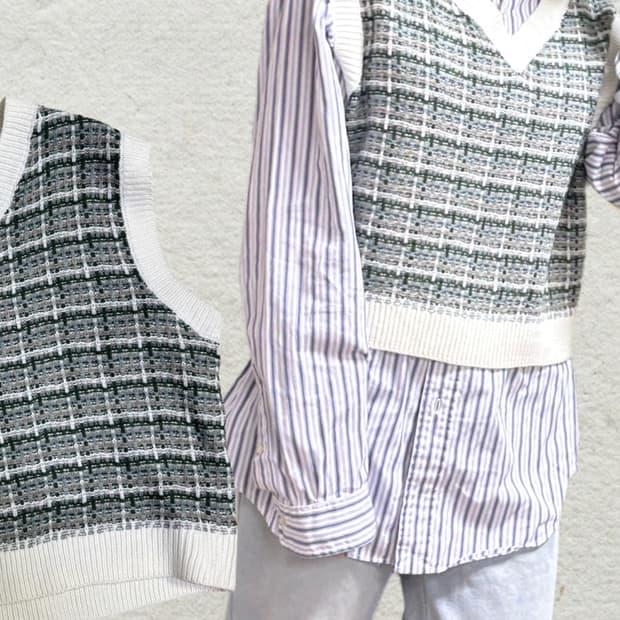 체크 니트 베스트