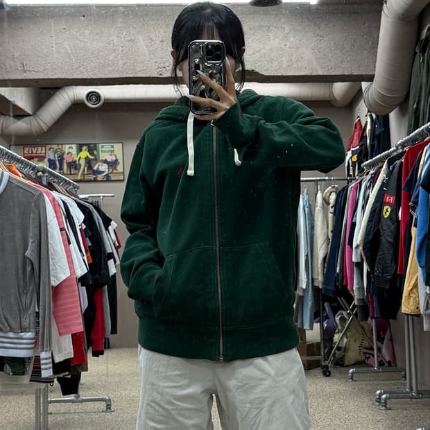 폴로 랄프로렌 레드 포니 후드집업 그린 S147