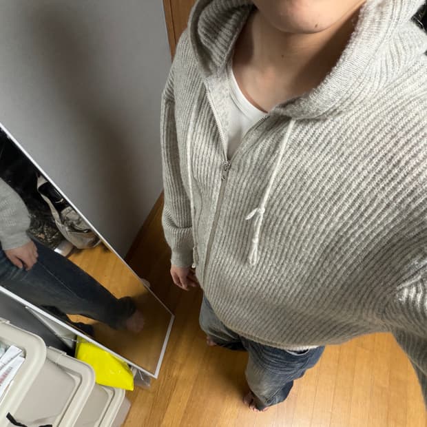 해칭룸 23fw knit hoodie light grey