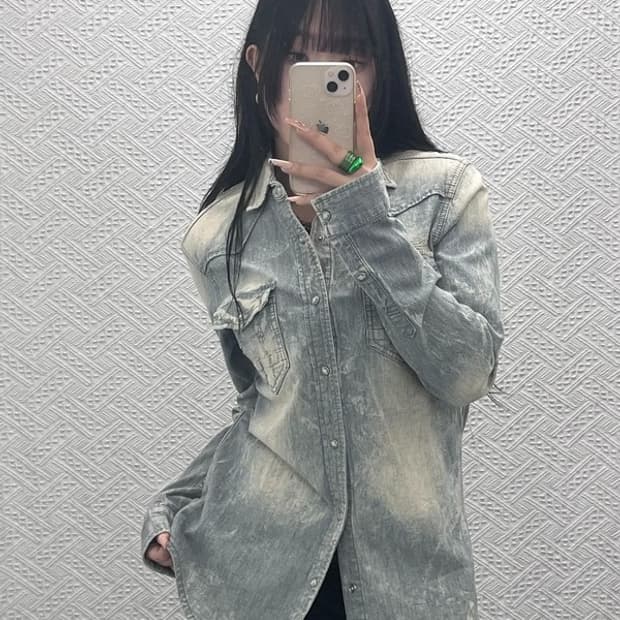 버커루 올드스쿨 컨트리 빈티지무드 워싱 데님 셔츠 L C08319