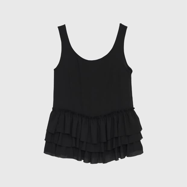 버뮬라 FRILL SLEEVELESS TOP (BLACK)