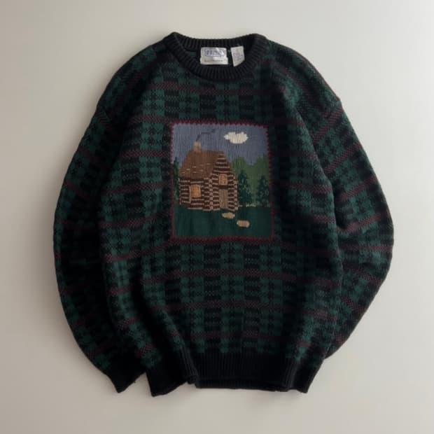 ASHLEY 린넨 혼방 핸드 자수 니트 스웨터 L