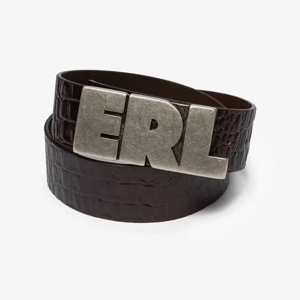 [OS] ERL Logo Croco Belt _ Dark Brown