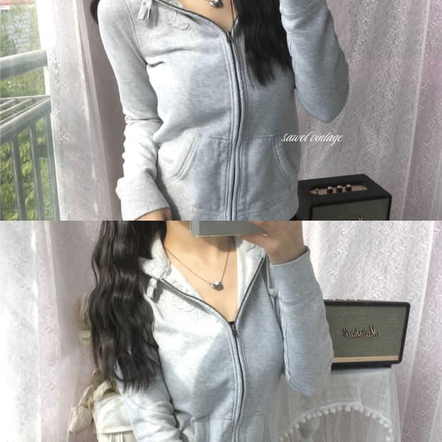 Abercrombie grey melange zip-up hoodie
