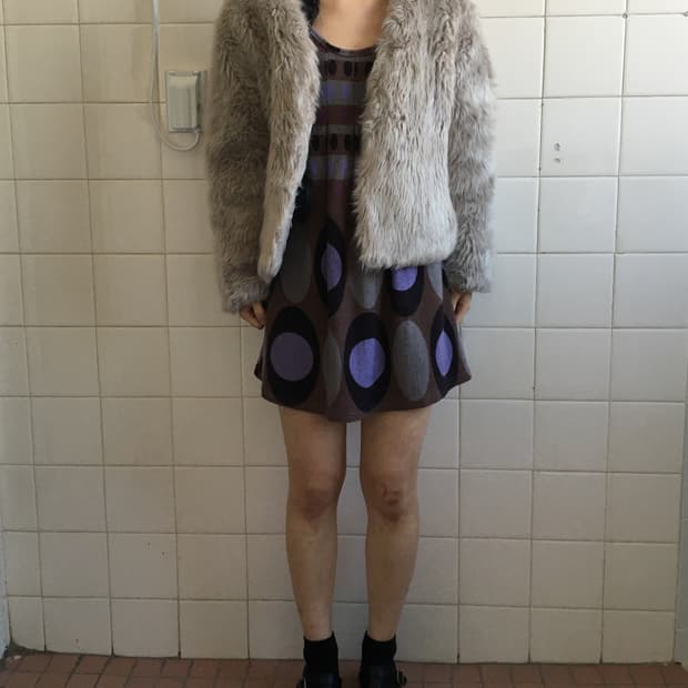 Fake fur open jacket