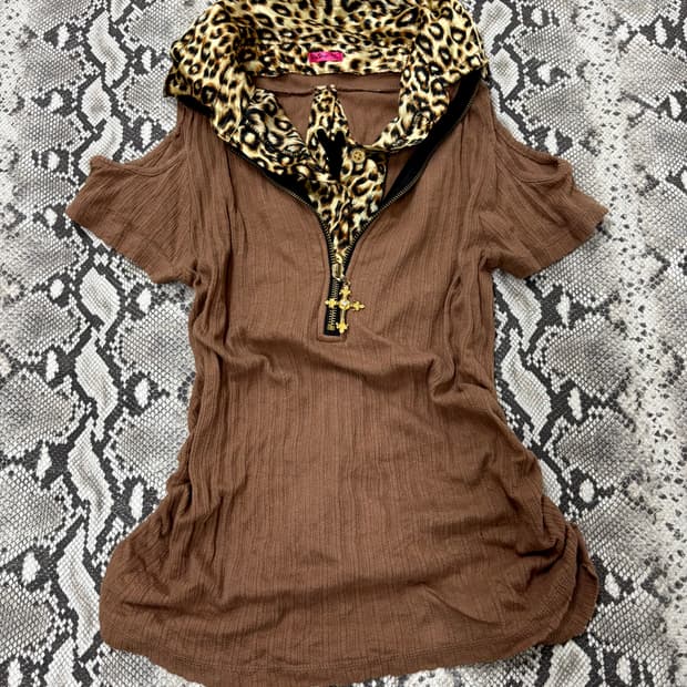  00’s GAL Design Leopard Cross Zipper De
