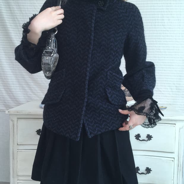 max&co blue herringbone half coat