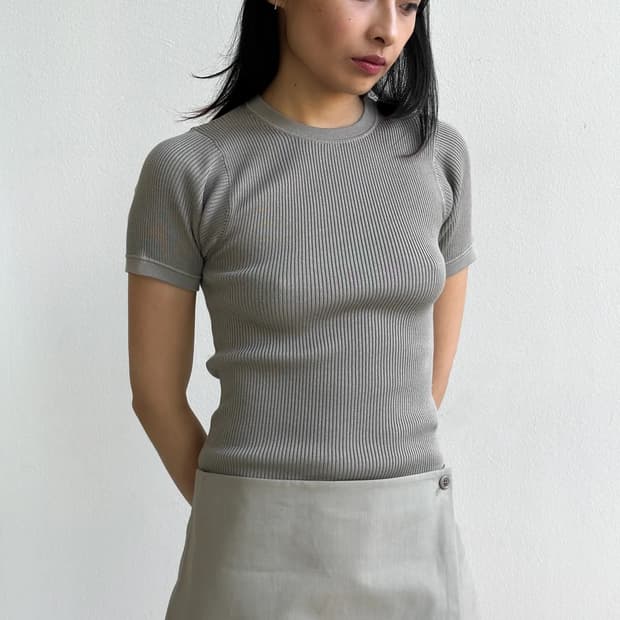 RIER T-SHIRT IN FOG KNIT