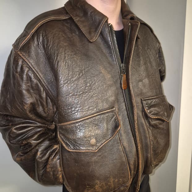 80s - 90s 아비렉스 A-2 가죽 항공점퍼