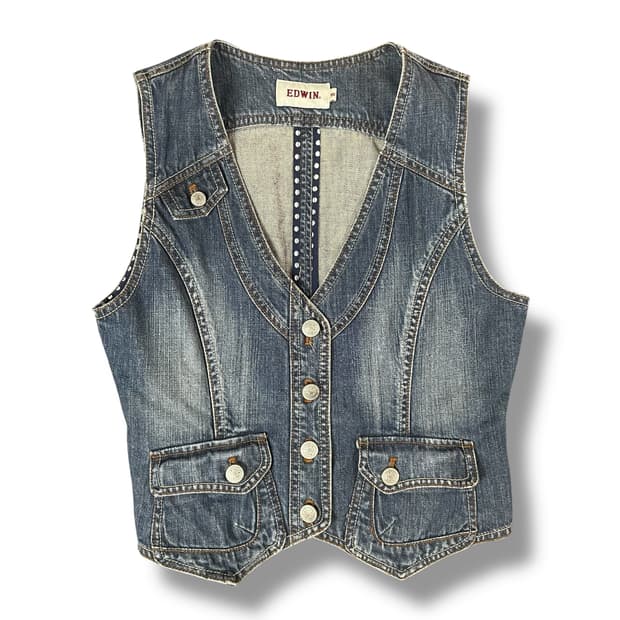 에드윈 도트 투포켓 빈티지 데님 베스트 100
