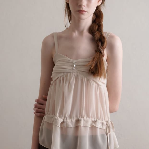 HETIT Sheer Shirring Top (Ivory) m