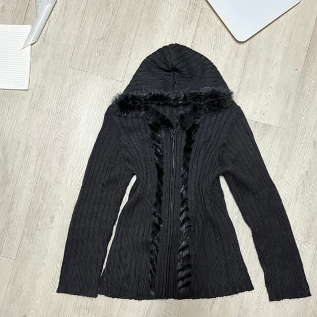 토끼퍼트리밍 니트집업 롱니트 아케호무 빈티지