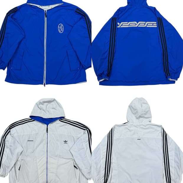 아디다스 X 예스아이씨 리버서블 양면 바람막이 자켓 블루 화이트 2XL