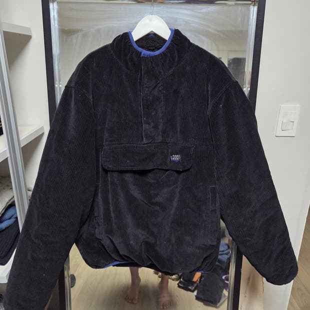 스투시 코듀로이 모크넥 풀오버 블랙 M