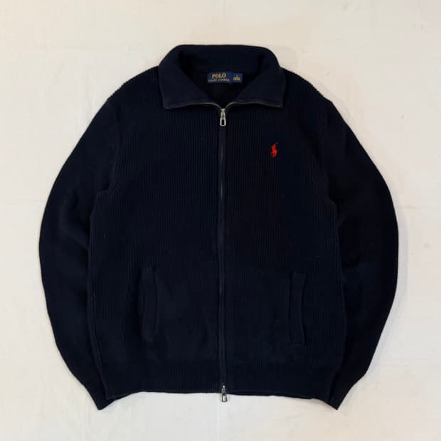 폴로 랄프로렌 투웨이 와플 니트집업 네이비