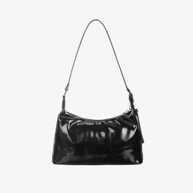 레더리 퓨즈 글로시 컴팩트 숄더백 [BLACK]