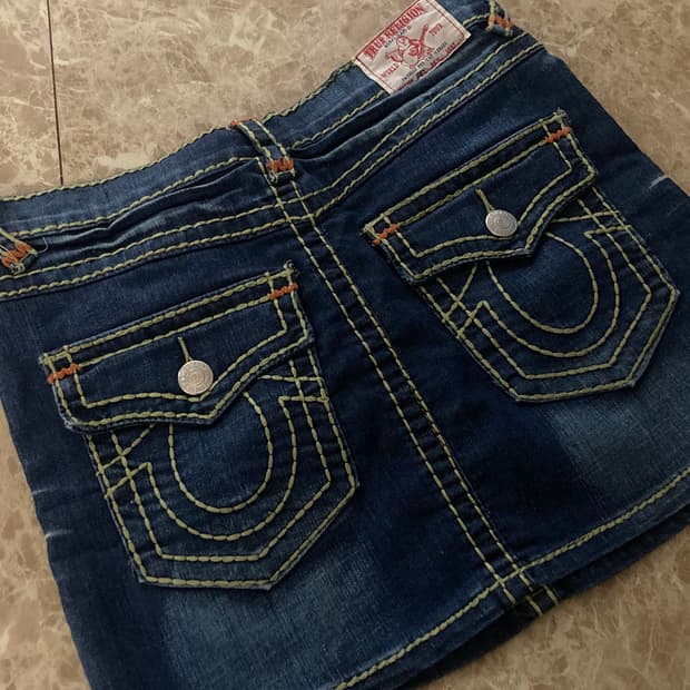 트루릴리젼 스티치 데님 미니스커트