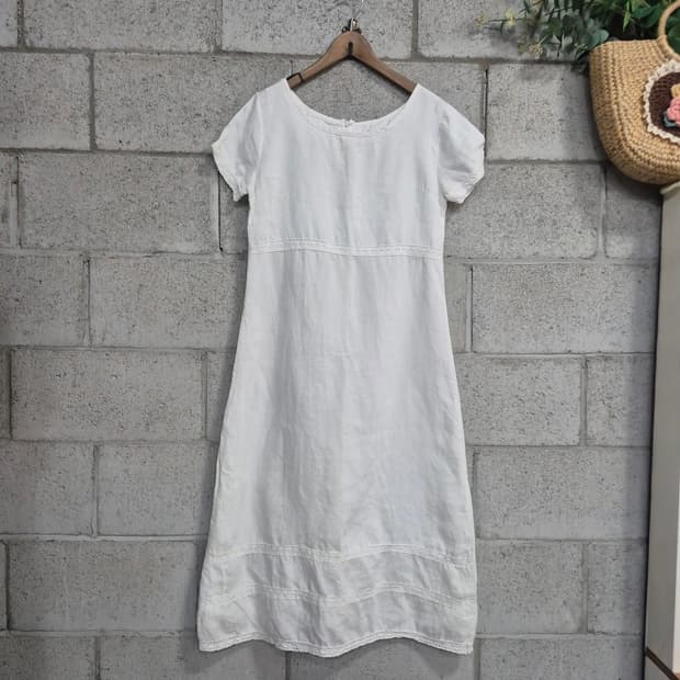 하구미룩 린넨 linen 화이트 원피스 모리걸