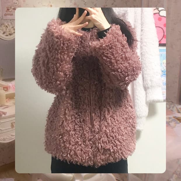 빈티지 핑크 뽀글이 퍼 자켓 코트 히메갸루 로걀 오네갸루 공겜여주 긱시크