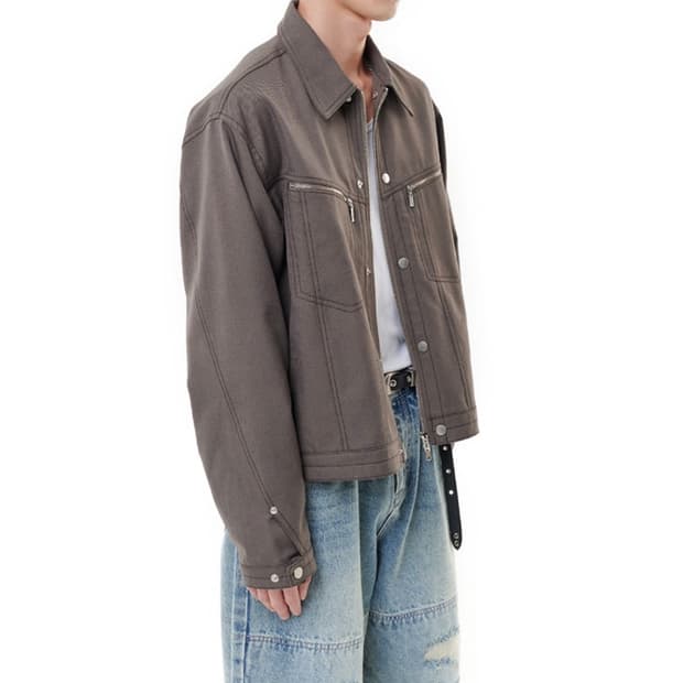 비슬로우퍼플 브라운 지퍼 트러커