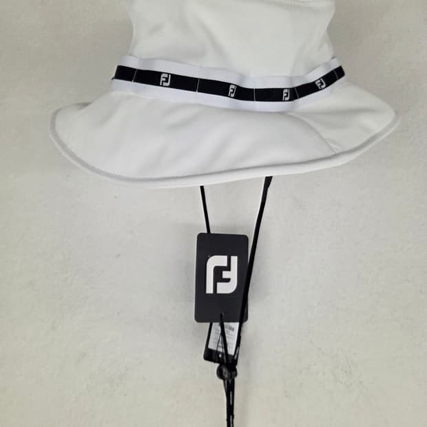 풋조이 로고 테이프 버킷햇 화이트