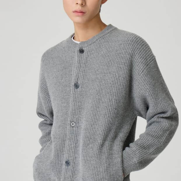 (S) 24/7 시리즈 그레이 울 점퍼 가디건