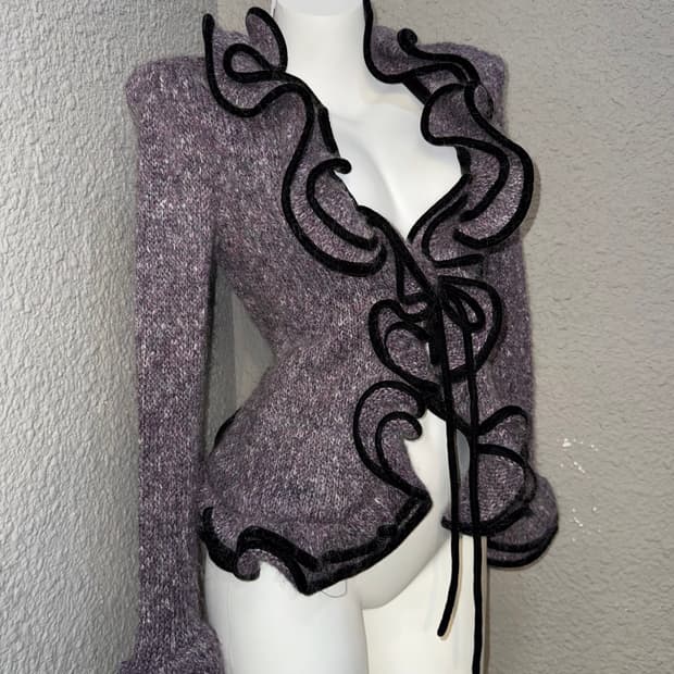 벨벳 러플 가디건