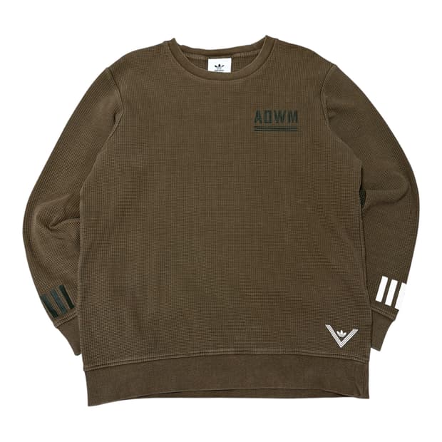 아디다스 X 화이트 마운티니어링 17F/W 카키 브라운 와플 맨투맨