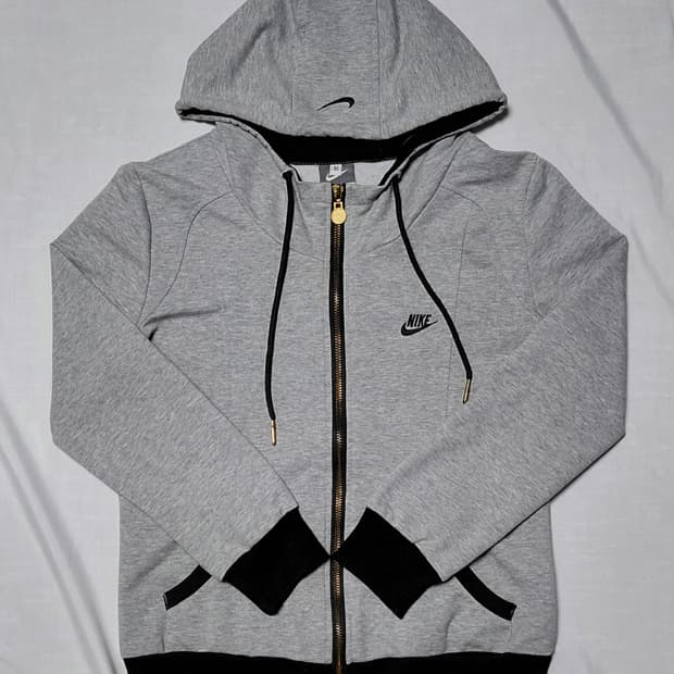 나이키 골드 지퍼 후드 집업 - 그레이 (M)