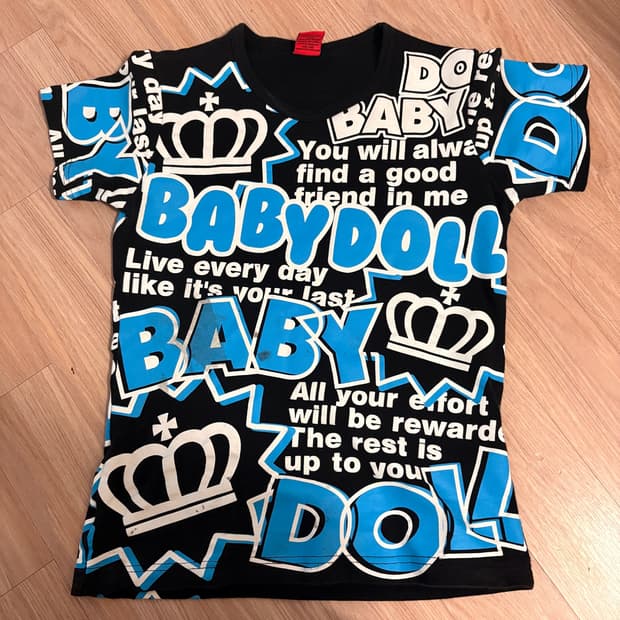 BABY DOLL 블루 팝레터링 빈팔 티셔츠