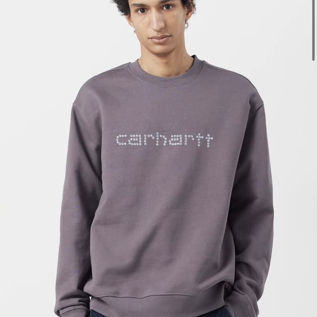 Caharrt Wip 리벳 스크립트 스웨트 셔츠 그레이 차콜S