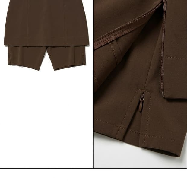 파르티멘토 (브라운/단종)슬릿지퍼포인트 미디스코트팬츠