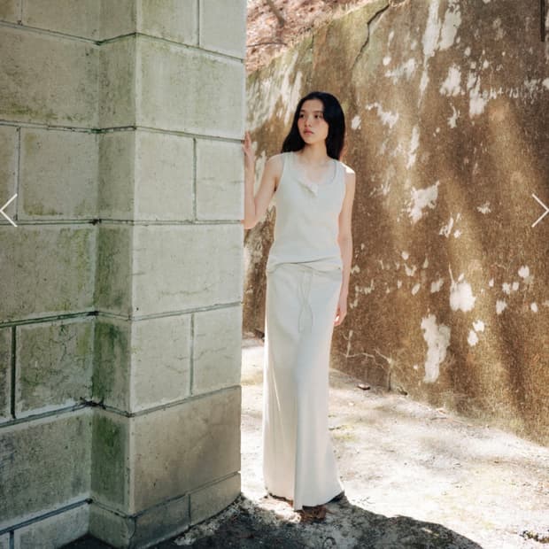 MONOHA 모노하 와플 니트 저지 롱스커트