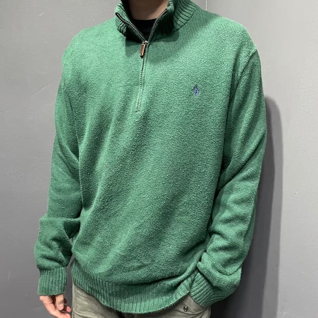 폴로 랄프로렌 반집업니트