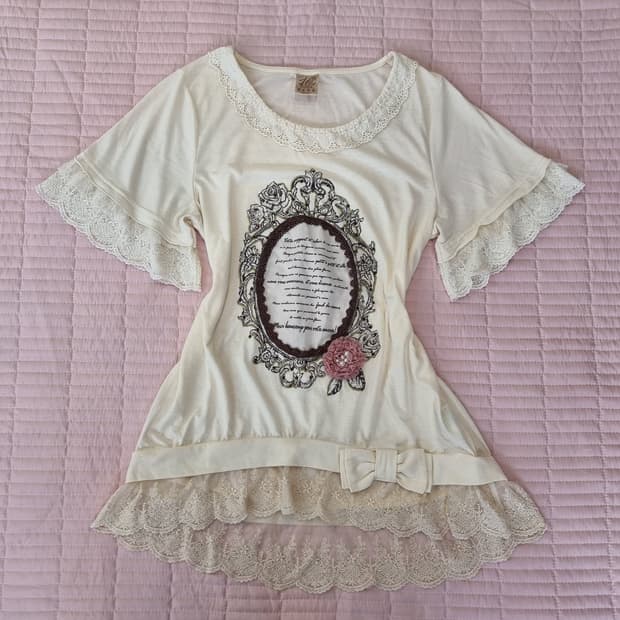 axes femme 레이스 프릴 티셔츠