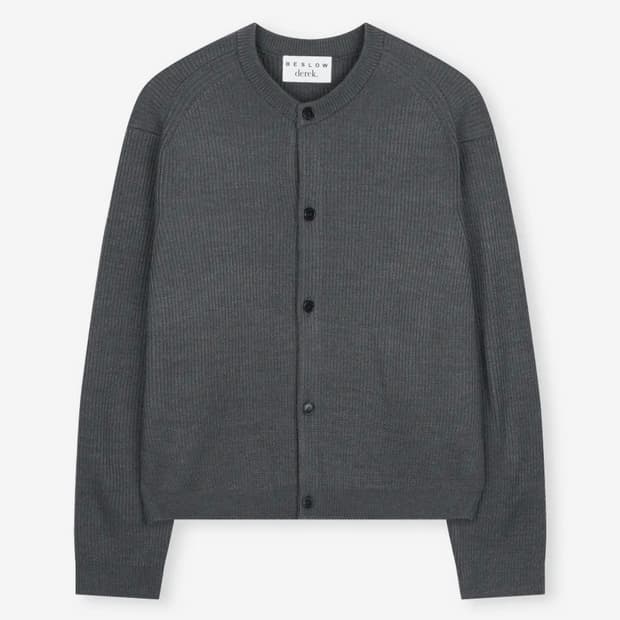 BESLOW X 데릭 크루넥 그레이 가디건