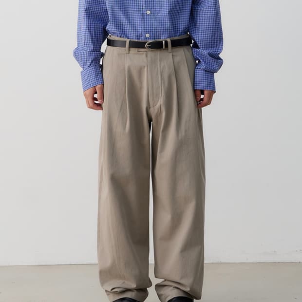 노운 와이드 치노 팬츠(카키베이지/0사이즈) 커브드팬츠 인템포무드 쿠어