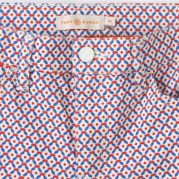 토리버치 Tory burch 빈티지 패턴 스트라이트 팬츠