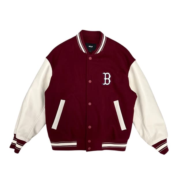 MLB 레드삭스 버건디 누빔 바시티자켓(S)