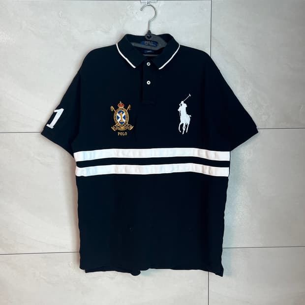 폴로 랄프로렌 빅포니 대장 발팔 카라티 셔츠 블랙 [L]