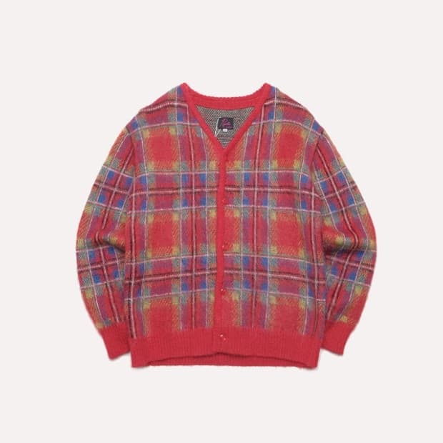 X BEAMS BOY 23fw tartan mohair cardigan