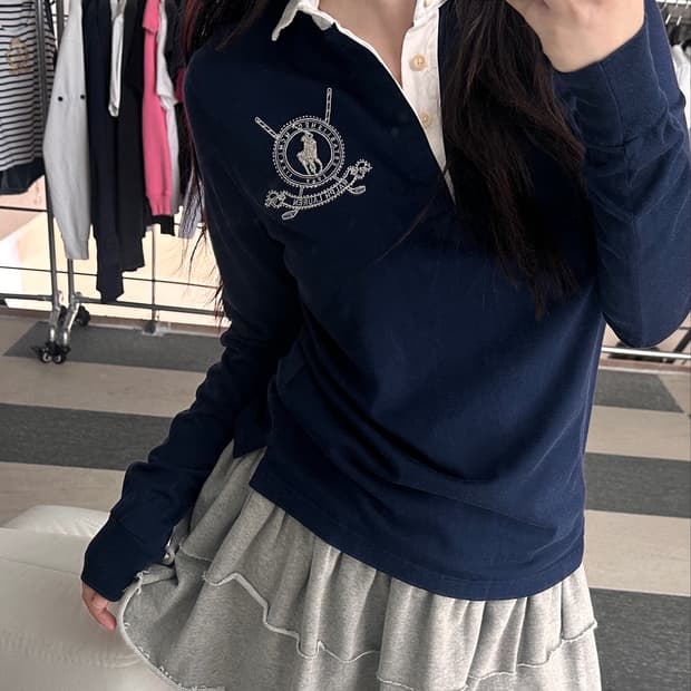 랄프로렌 골프 비즈 빅포니 배색 카라 티셔츠