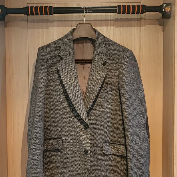 그레이 헤링본 트위드자켓 L