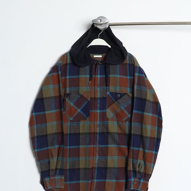 G U Hooded Check Shirts